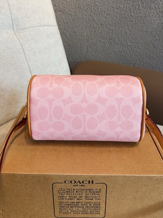 NWT Coach Mini Rowan Crossbody Bag In Signature Canvas Pink Powder CEK79 - Picture 6 of 9